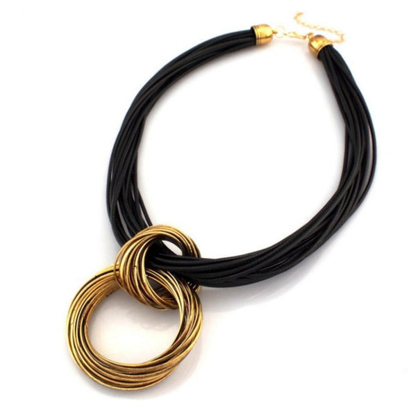 Black Leather Chain Necklaces