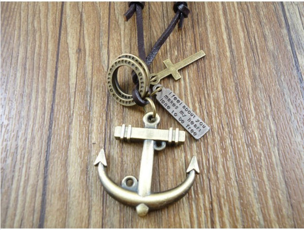 English Alphabet Pirates Anchor Pendant