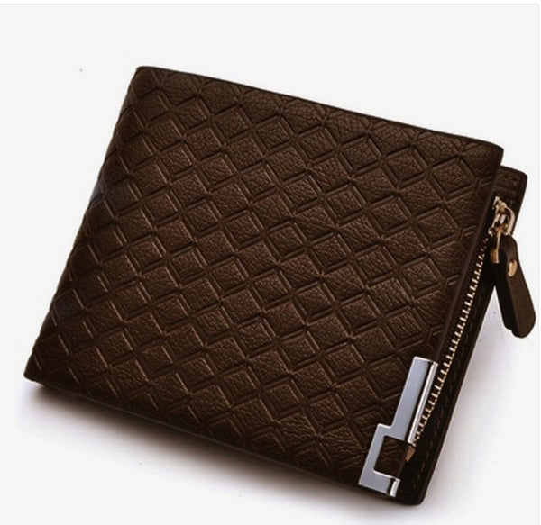 Mens PU Leather Zipper Business Wallet Card